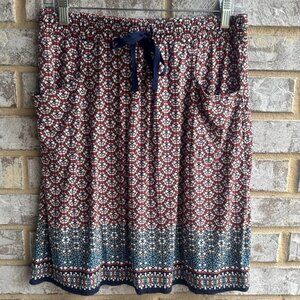 Max Studio Tie Waist Front Pockets Geometric Print Skirt Women's Size S